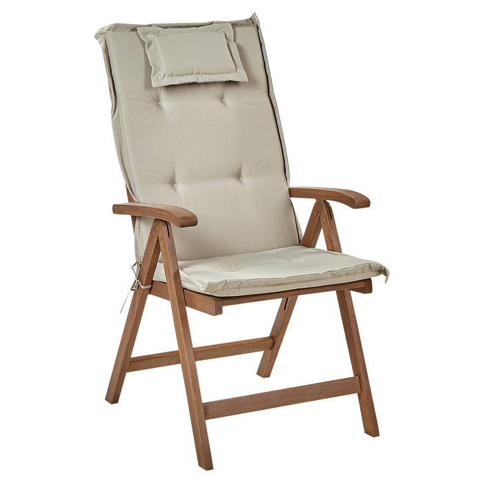 Beliani-AMANTEA-Tuinstoel set van 2-Donkerbruin|Taupe-Acaciahout