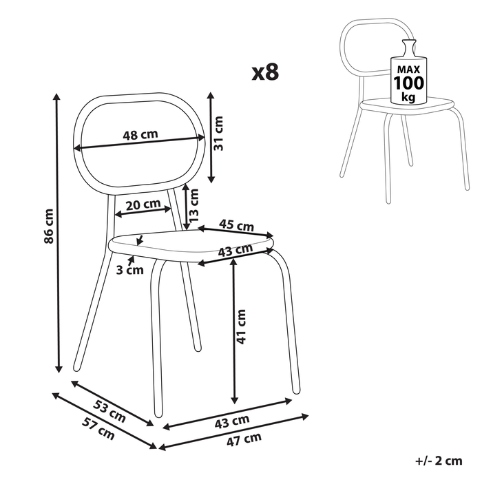 Beliani - PRATELLO - Tuinstoel set van 8 - Naturel - PE rotan