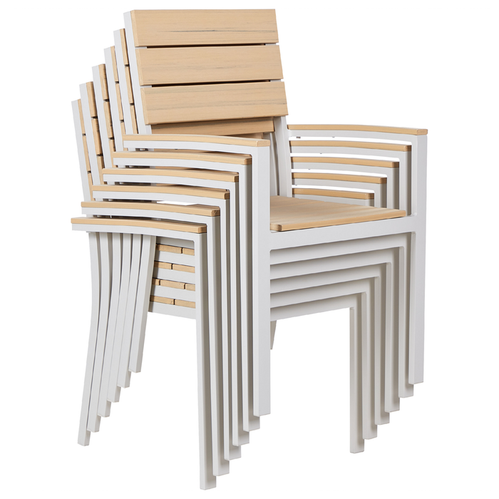 Beliani - COMO - Tuinstoel set van 6 - Lichthout - Kunsthout