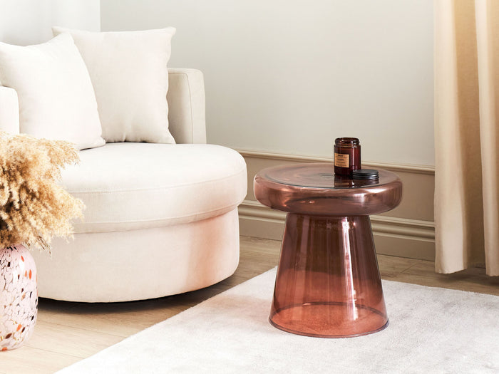 Beliani - CALDERA - Bijzettafel - Rood - Glas