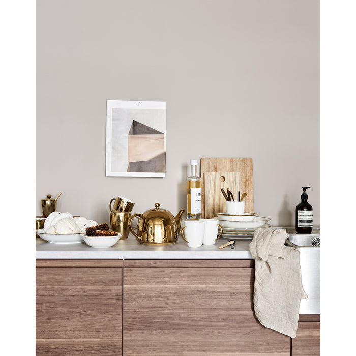 vtwonen Theepot en Mokken - Goud - Porselein - 1.8 Liter