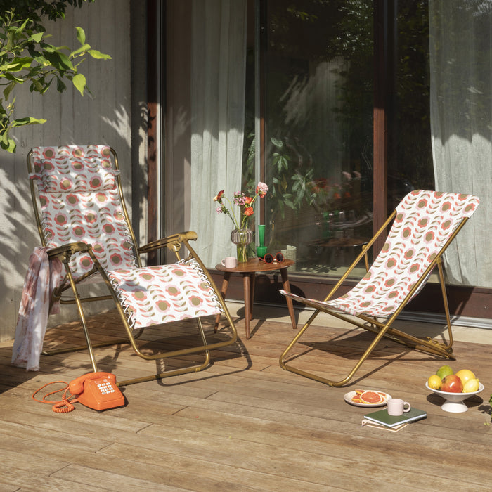 Lafuma Transat Multi-Positie Opvouwbare Ligstoel - Retro Oranje