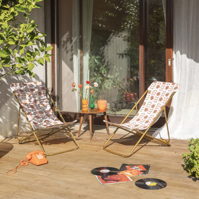 Lafuma Transat Multi-Positie Opvouwbare Ligstoel - Retro Oranje