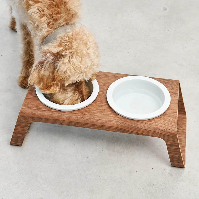 MiaCara Desco hondenvoerbak porselein small walnoot