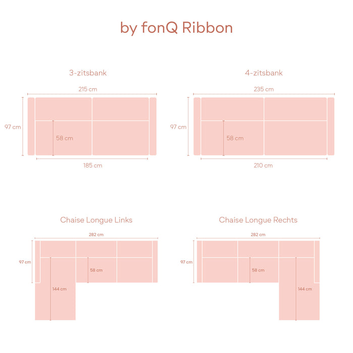 by fonQ Ribbon 3-zitsbank - Rib - Mink