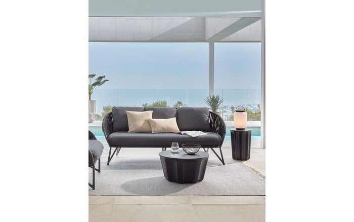 Kave Home - Branzie 3-zitsbank in zwart touw 180 cm