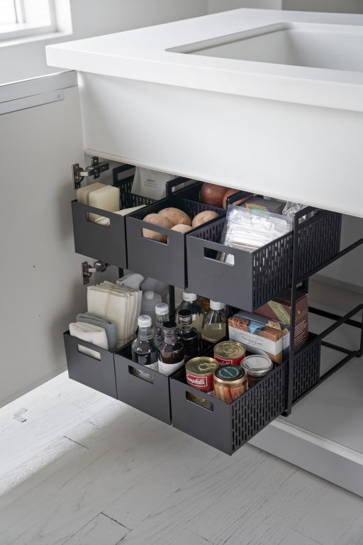 Yamazaki Keukenrek met Manden - 2 niveaus - Tower - Zwart