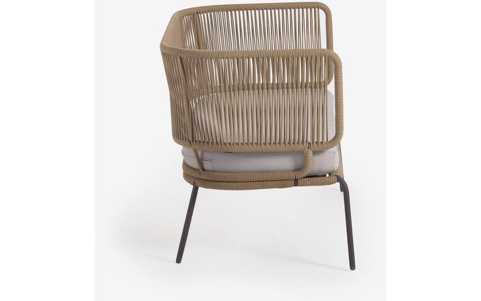 Kave Home - Nadin tweezitsbank in beige koord met gegalvaniseerde