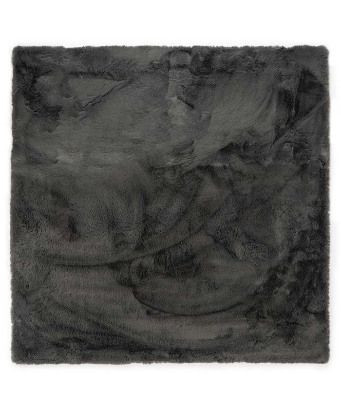 Tapeso Vierkant hoogpolig vloerkleed - Comfy plus - donkergrijs -