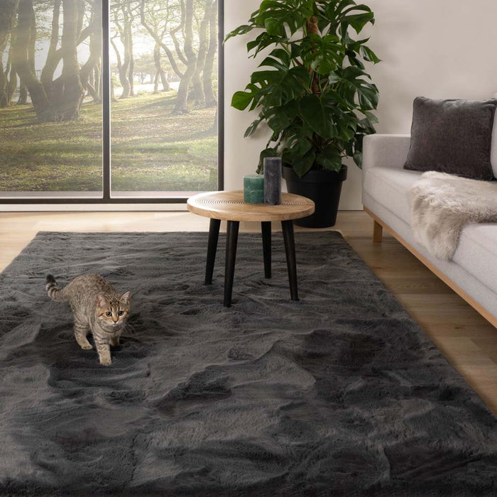 Tapeso Zacht hoogpolig vloerkleed - Comfy plus - donkergrijs - 230x330