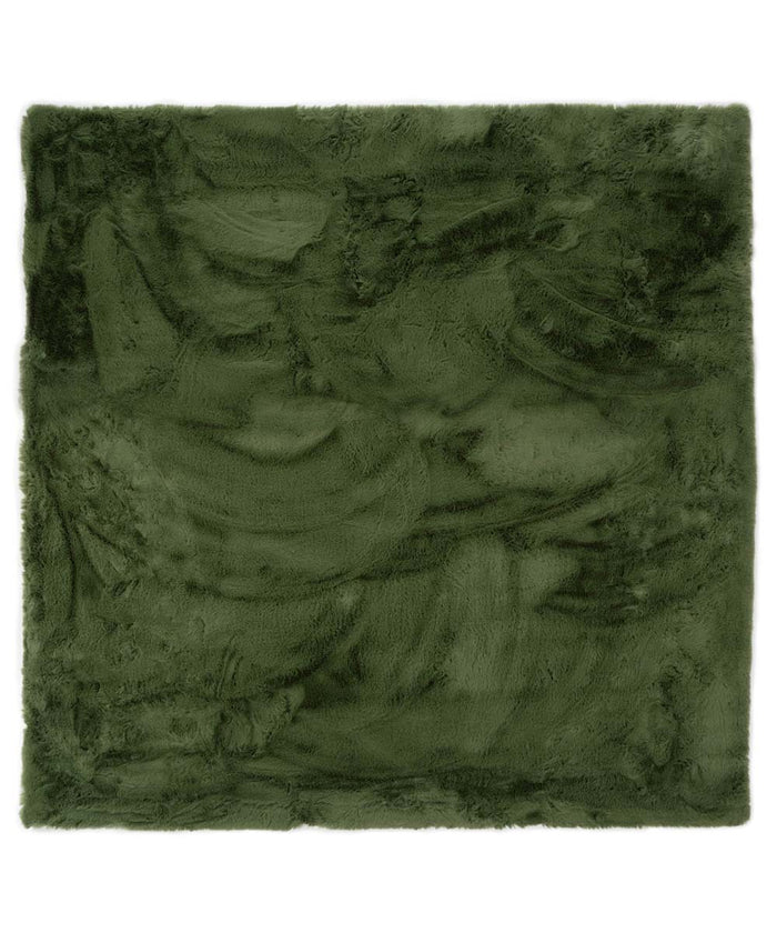 Tapeso Vierkant hoogpolig vloerkleed - Comfy plus - olijfgroen -