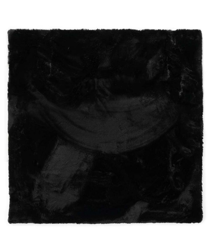Tapeso Vierkant hoogpolig vloerkleed - Comfy plus - zwart - 200x200 cm