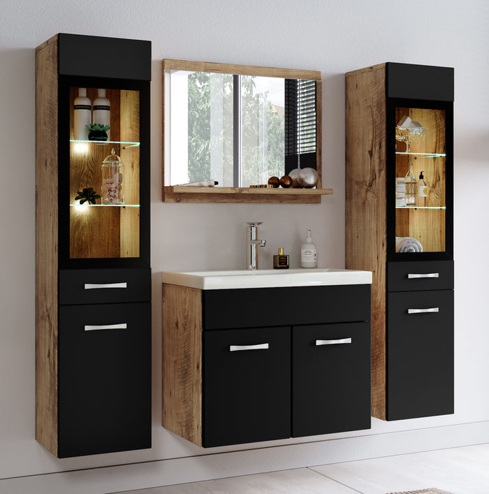 Badplaats Badkamermeubel Set Rio XL LED 60 x 35 cm - Kastanje | Zwart