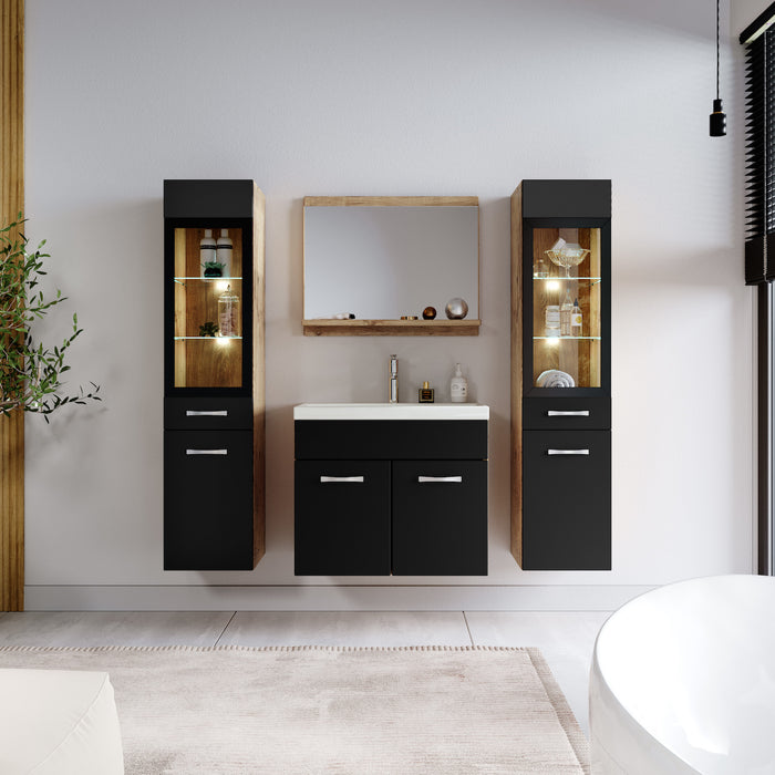 Badplaats Badkamermeubel Set Rio XL LED 60 x 35 cm - Kastanje | Zwart