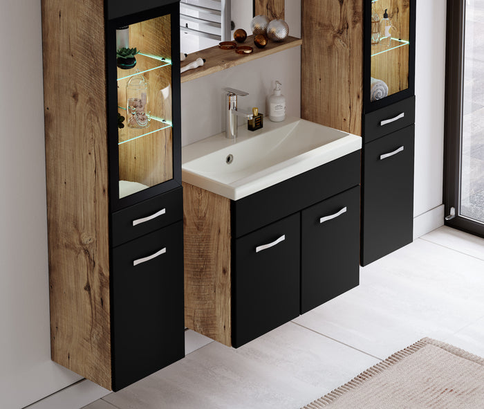 Badplaats Badkamermeubel Set Rio XL LED 60 x 35 cm - Kastanje | Zwart