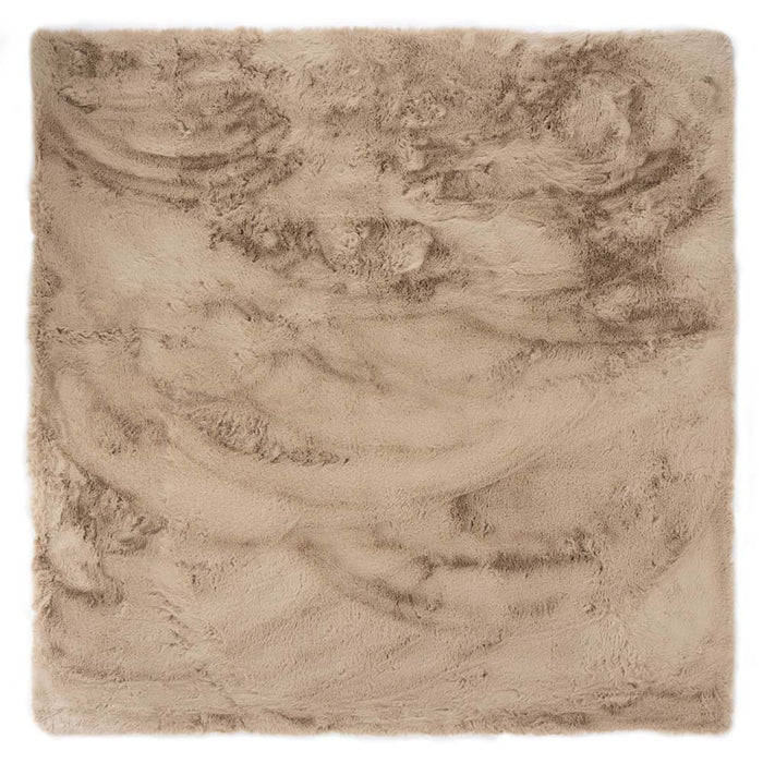 Tapeso Vierkant hoogpolig vloerkleed - Comfy plus - taupe - 200x200 cm