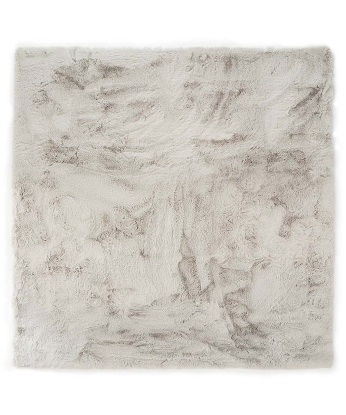 Tapeso Vierkant hoogpolig vloerkleed - Comfy plus - lichtgrijs -