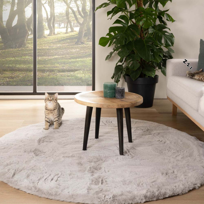 Tapeso Rond hoogpolig vloerkleed - Comfy plus - lichtgrijs - 100 cm