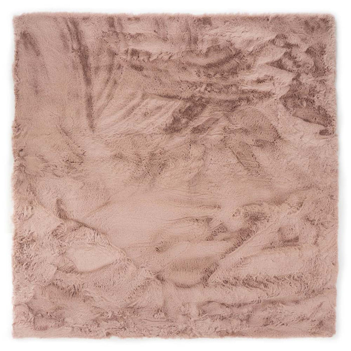 Tapeso Vierkant hoogpolig vloerkleed - Comfy plus - roze - 100x100 cm