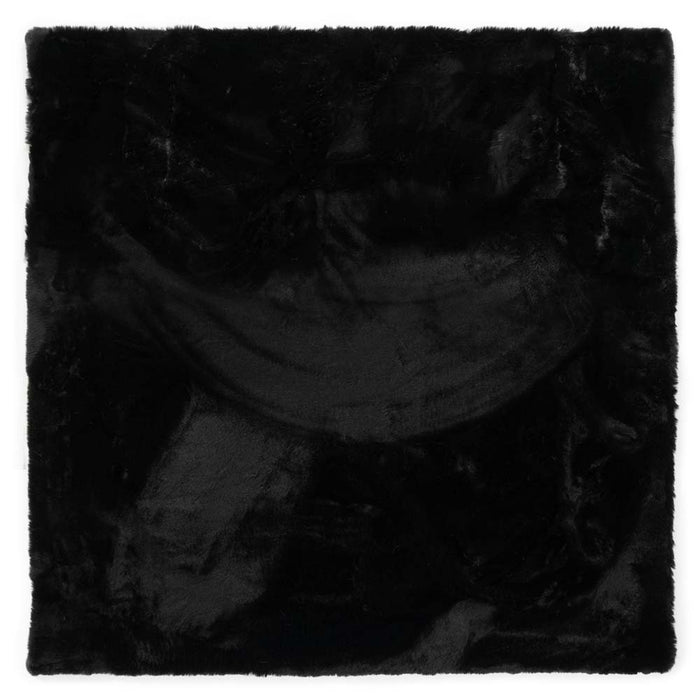 Tapeso Vierkant hoogpolig vloerkleed - Comfy plus - zwart - 130x130 cm