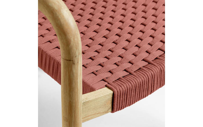Kave Home - Sheryl stoel in massief eucalyptus en terracotta touw FSC