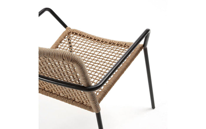 Kave Home - Ellen stoel van beige touw en gegalvaniseerd staal