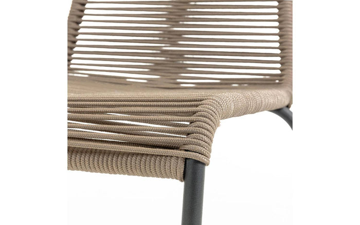 Kave Home - Lambton stoel in bruin touw en staal met zwarte afwerking