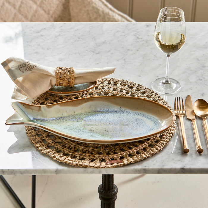 Riviera Maison Serveerschaal Beige - Lagos Fish - Porselein