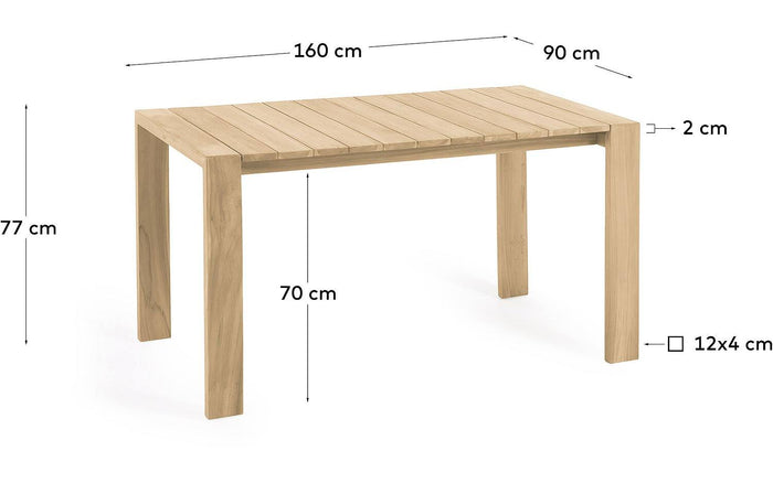 Kave Home - Victoire tuintafel in massief teakhout 160 x 90 cm