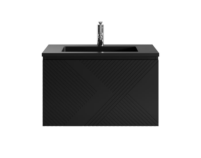 Badplaats Badkamermeubel Set Moreno 80cm - Mat Zwart - Badmeubel