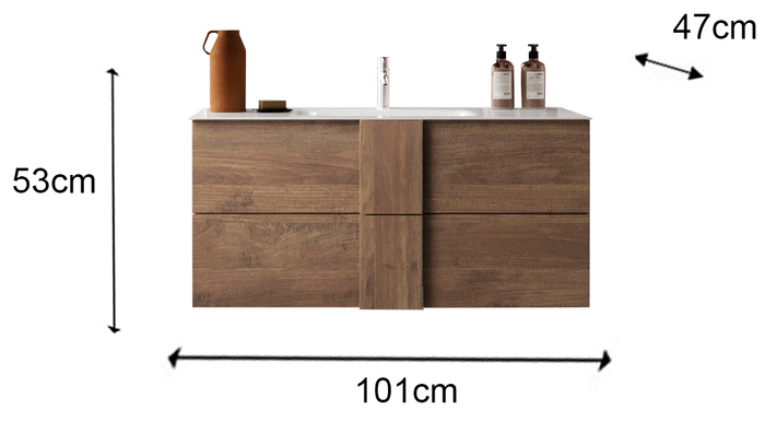 Benvenuto Design Jupiter 100 cm Zwevend Wastafel en Onderkast