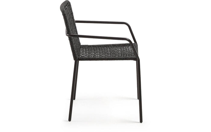 Kave Home - Ellen stoel in zwart touw en gegalvaniseerd staal