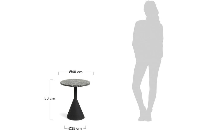 Kave Home - Delano zwart terrazzo bijzettafeltje met zwart stalen