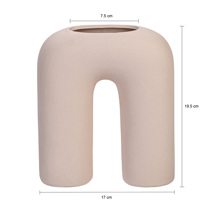QUVIO Vaas - U vorm - Keramiek - Beige