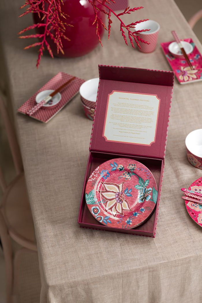 Pip Studio Borden - Flower Festival - Donkerroze - Set van 4 - 17cm