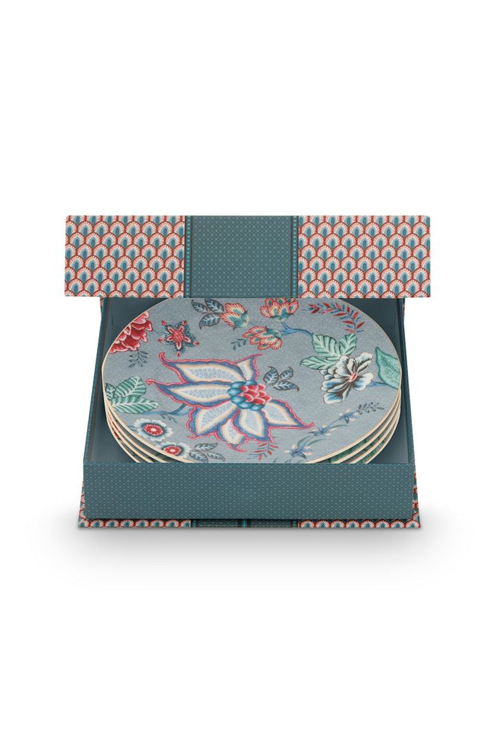 Pip Studio Borden - Flower Festival - Lichtblauw - Set van 4 - 17cm