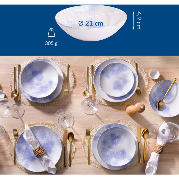 James Cooke Schaal Clouded Charm 17 cm Blauw Wit Stoneware 2 stuks