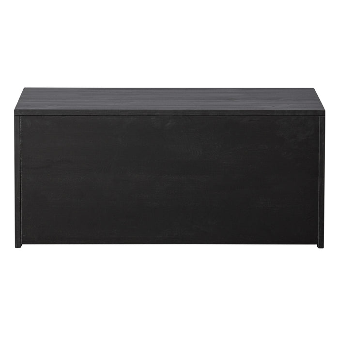 WOOOD New Gravure Kistbank B 88 cm - Grenen - Zwart