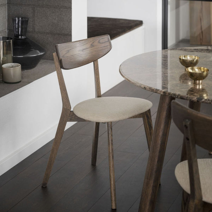 Rowico Home Ami Stoel - Set Van 2 - Stof Beige - Eiken Bruin