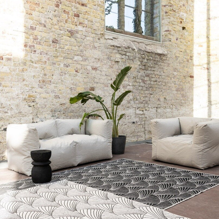 Interieur05 Buitenkleed Deco zwart|wit dubbelzijdig - 200x290 cm