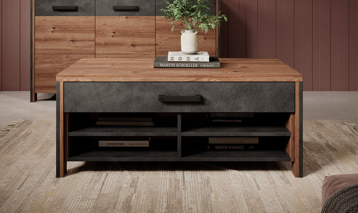 Meubella Salontafel Baron - Eiken - Antraciet - 107 cm