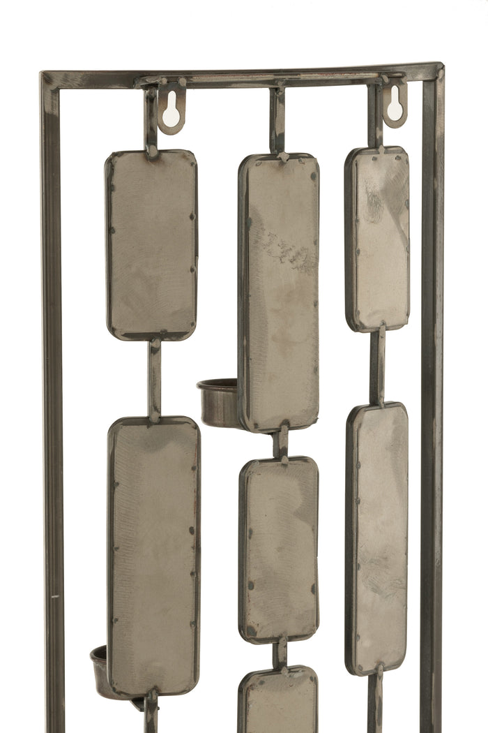 J-Line wanddecoratie Theelichthouder - metaal|glas - grijs - small