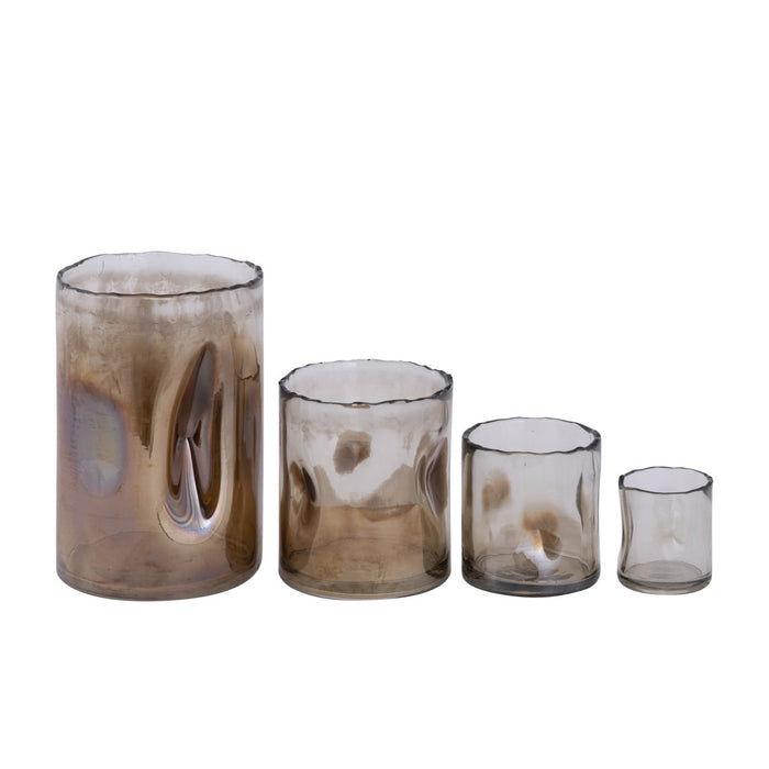 PTMD Windlicht Alyson - 15x15x24 cm - Glas - Bruin