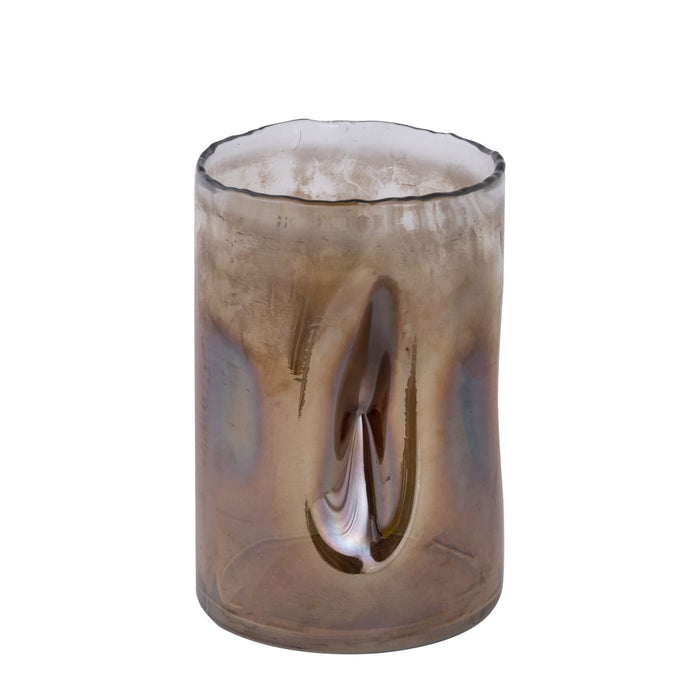 PTMD Windlicht Alyson - 15x15x24 cm - Glas - Bruin