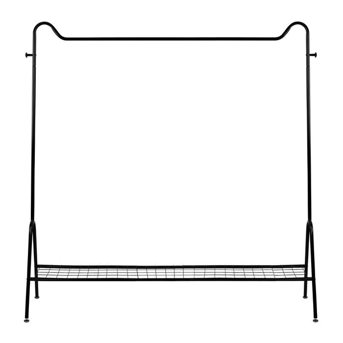 QUVIO Kledingrek met schoenen opbergruimte - Metaal - Zwart