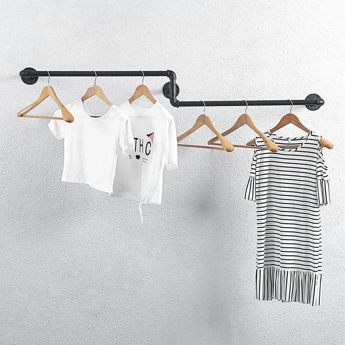 QUVIO Kledingrek wandmontage industrieel - Metaal - Zwart