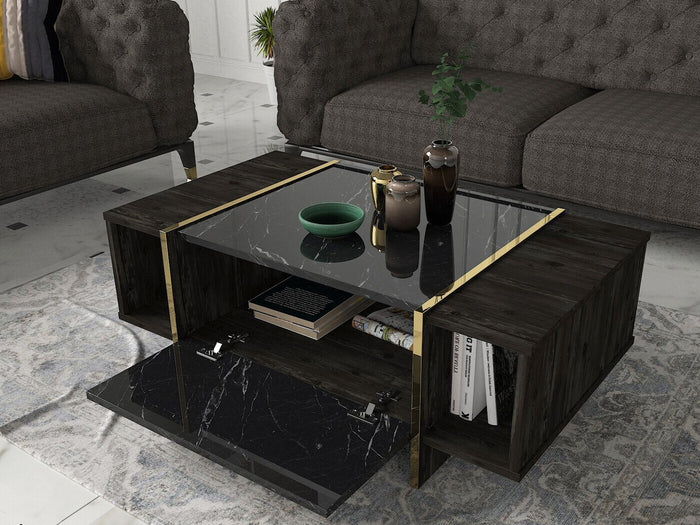 Giga Meubel - Salontafel Zwart|Goud - 103,8x60x37,3cm - Veyron