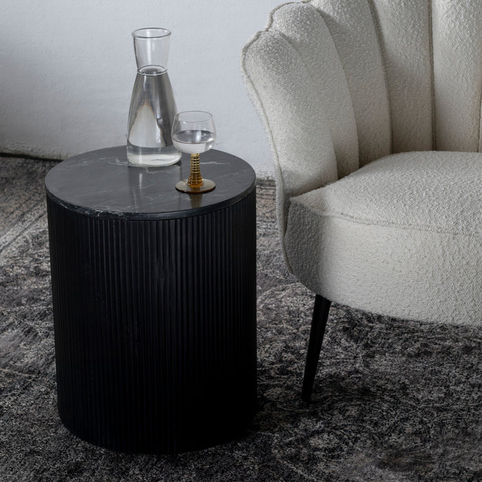 Giga Meubel - Bijzettafel Marmer Zwart - 40x40x50cm - Glitzie