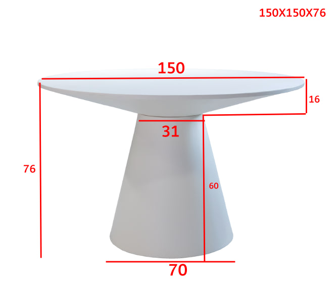 Giga Meubel - Eettafel Beige Rond - Beton Ciré - Ø150cm