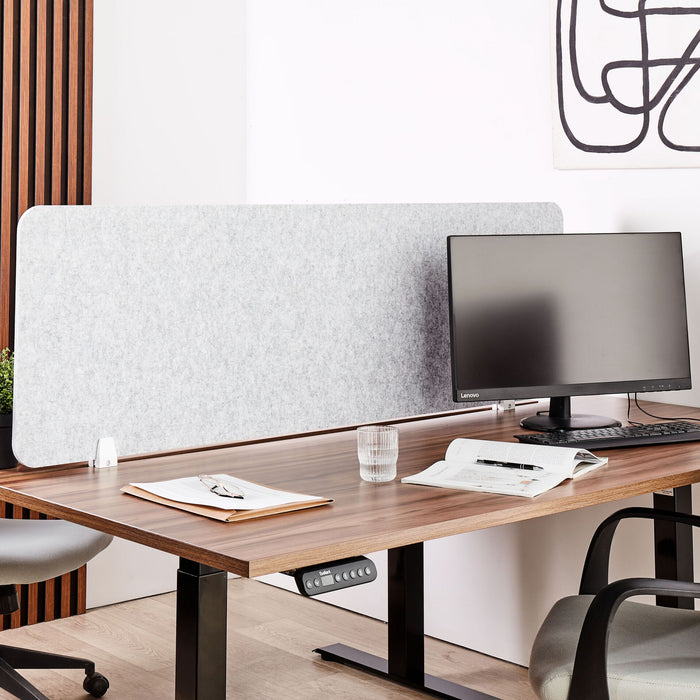 Beliani - SPLIT - Bureauscherm - Lichtgrijs - 50 x 160 cm - Polyester